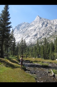 Bubbling River and Lofty Crags