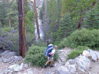 Early Start Climbing up to Waterwheel Falls.