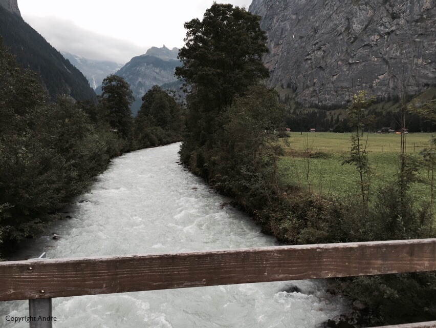The Weisse Lutschine glacial river that runs down the valley.