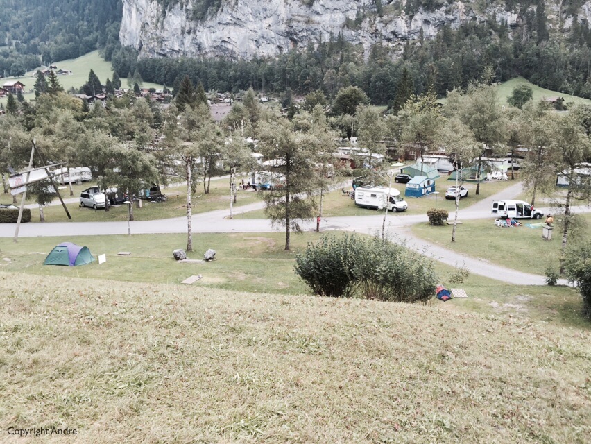 Looking back at the "camping" section of Camping Jungfrau.