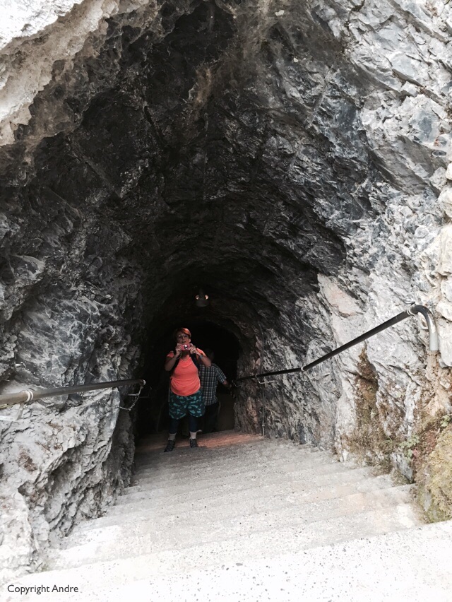 Tunnel through the rock.