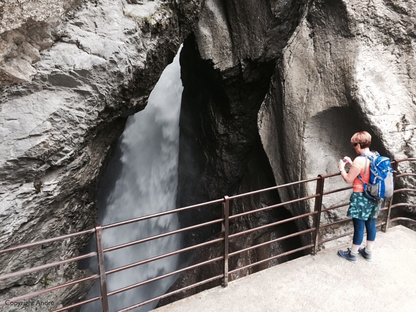 Inside the falls.