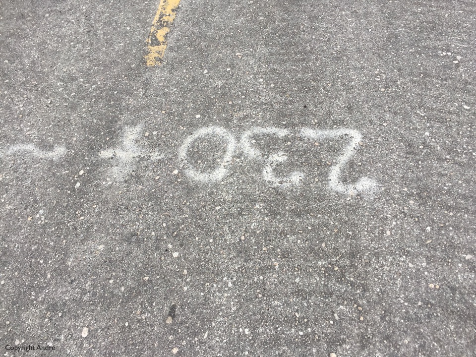 Road markings.