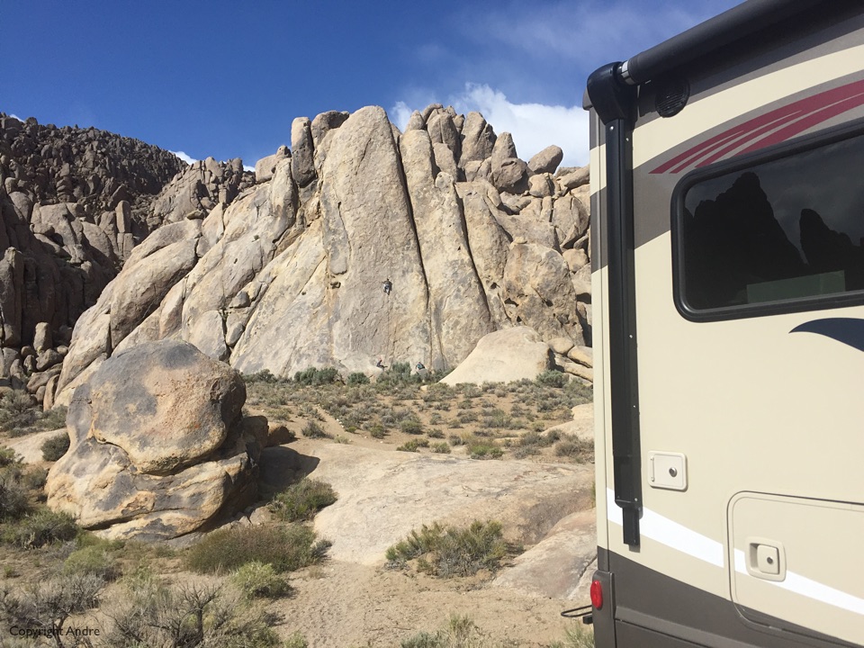 Behind us is "Tall Wall" which attracted a number of climbers.